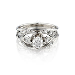 Platinum Diamond Vintage Ring. 0.50 European Cut Diamond