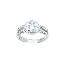 Ladies 14kt W/G Diamond Cluster Ring. 1.25ct Tw