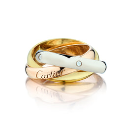 Cartier 18kt Tri Colour Trinity Ring set with 5 Brilliant Cut Diamonds