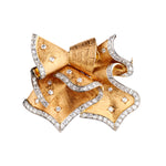 Magnificent Large Retro Diamond Bow Brooch Set in Platinum and 18kt Rose Gold