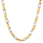 18kt Yellow and White Gold Mens Figaro Chain. Weight: 69.7 Grams.