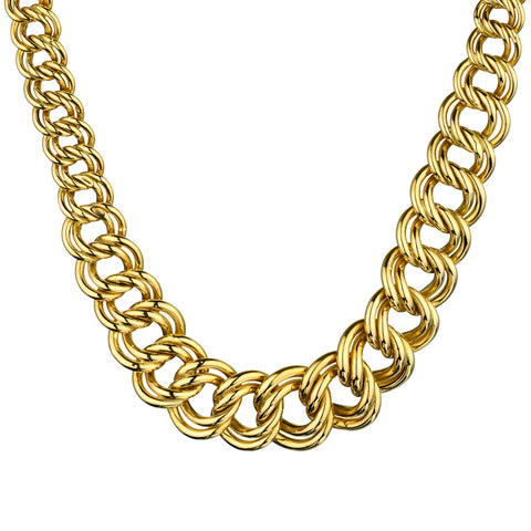 18kt Yellow Gold Chunky Open Link Tapered. Chain. Weight: 67.68 grams. Made in Italy