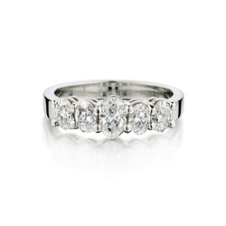 Platinum 5-Stone Oval Cut Diamond Ring. 1.38ct Tw