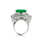 Platinum Emerald and Diamond Ring.