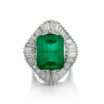 Platinum Emerald and Diamond Ring.