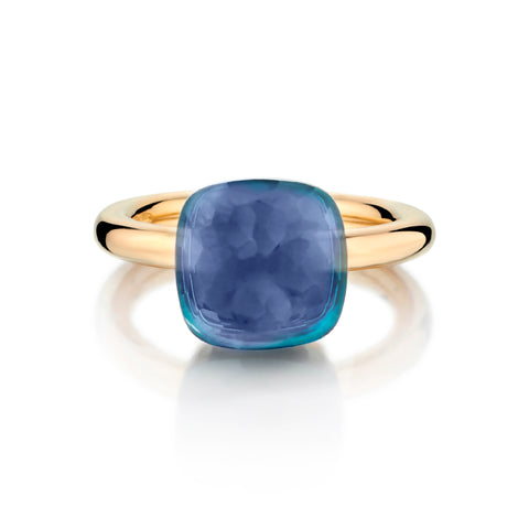 Pomellato Nudo Maxi Sky Blue Topaz 18kt Yellow Gold Ring