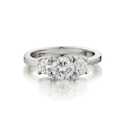 14kt White Gold 3 Stone Diamond Ring. 1.18ct Tw Brilliant Cut Diamonds