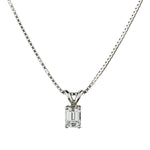 14kt White Gold Diamond Solitaire Pendant. 0.55 Emerald Cut Diamond