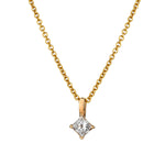 14kt Yellow Gold Diamond Solitaire Pendant 0.30ct Princess Cut