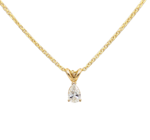 14kt Yellow Gold Diamond Solitaire Pendant.  0.28ct Pear Shape