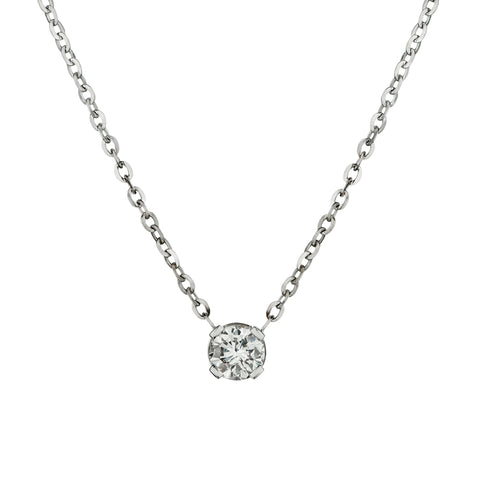 14kt White Gold Diamond Solitaire Pendant. 0.25 Brilliant Cut