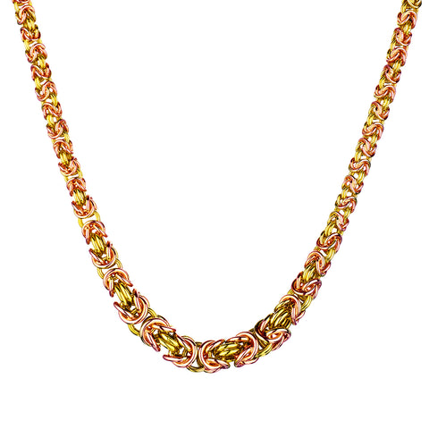 14kt Yellow and Rose Gold Accents. Gold Tapered Chain Necklace. Weight: 31.46 grams