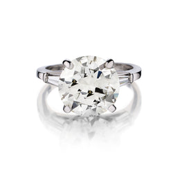 Platinum Ladies Natural Diamond Ring 5.20 Transitional Cut Diamond