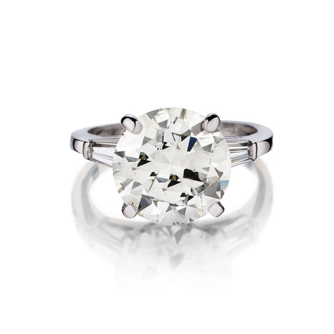 Platinum Ladies Natural Diamond Ring 5.20 Transitional Cut Diamond