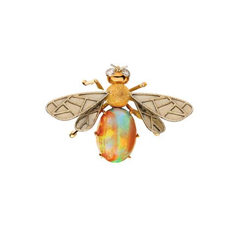 Toni Cavelti 18kt Yellow Gold and Opal Body Bumble Bee Brooch.