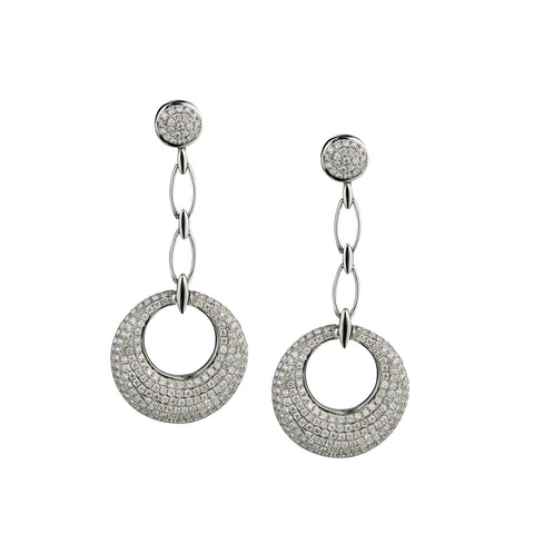 14kt white Gold Pave' Set 2.00ct Tw  Diamond Drop / Pendant Earrings.