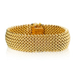 14kt Yellow Gold Wide Mesh Bracelet. Made in Italy