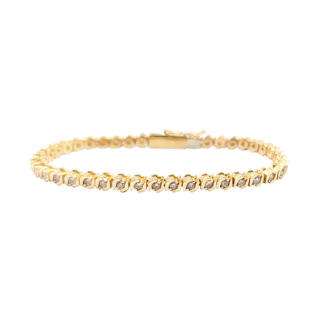 14kt Yellow Gold "S" Link Diamond Tennis Bracelet