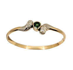 14kt Yellow Gold Bangle Set with Green Tourmaline and Diamonds.