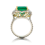 Ladies 18kt White Gold Green Emerald and Diamond Ring