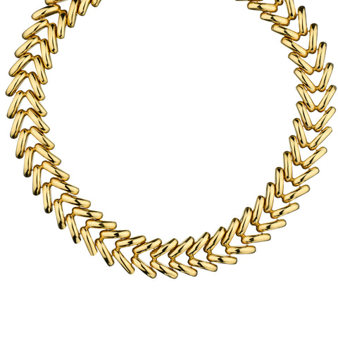 14kt Yellow Gold Large Herring Bone Choker Chain. Made in Italy