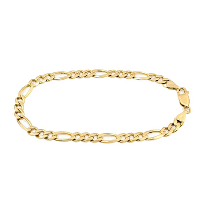 14kt Yellow Gold Figaro Bracelet. Made in Italy. Weight: 6.20 grams.