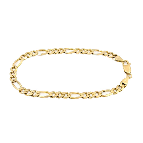 14kt Yellow Gold Figaro Bracelet. Made in Italy. Weight: 11.63 grams.