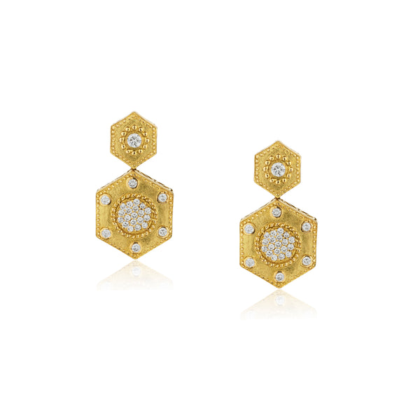 Charriol Celtique Collection Diamond Earrings. 18kt Yellow Gold