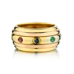 18kt Tri Colour Gold Precious Coloured Stone Band.