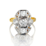 Vintage 18kt Platinum and Yellow Gold Navette Diamond Ring.