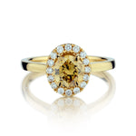 18kt Yellow Gold Diamond Ring Featuring a Fancy Yellow European Cut Diamond