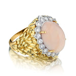 18kt Yellow Gold Coral and Diamond Ring.