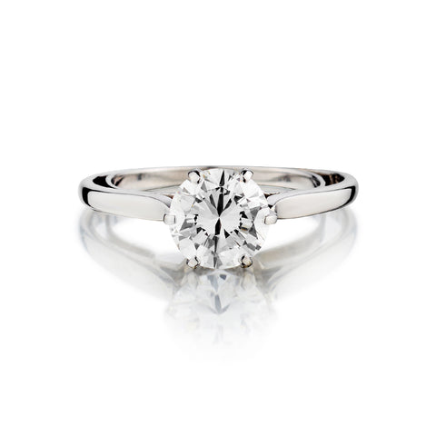 Birks Ladies 18kt White Gold Diamond Solitaire Ring. 1.25ct Brilliant Cut