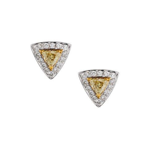 18kt White Gold Diamond Stud Earrings. 2 x 0.60ct Tw Trillion Diamonds.