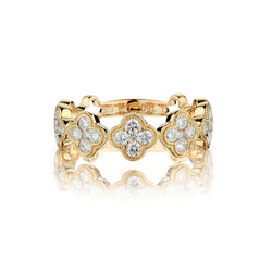 18kt Yellow Gold Diamond "Four Leaf Clover" Diamond Band.