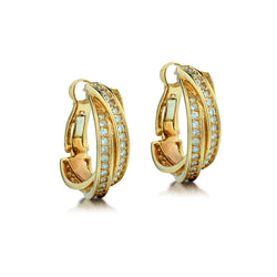 Cartier 18kt Yellow Gold "Trinity Hoop" Diamond Earrings.