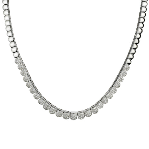 18kt White Gold Diamond Choker / Necklace. 3.60ct Tw Brilliant Cut Diamonds.