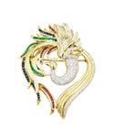 Gorgeous 18kt Diamond and Precious Gem Stone Peacock Brooch