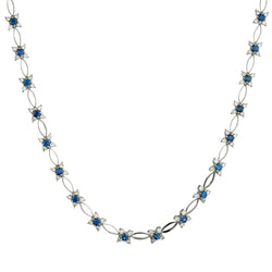 18kt White Gold Blue Sapphire and Diamond Choker Necklace