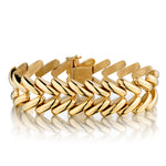 14kt Yellow Gold Wishbone Bracelet. Made in Italy. 36.11 Grams