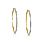 18kt Yellow Gold Diamond Large Hoop Earrings. 3.00ct Tw