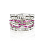 18kt White Gold Pink Tourmaline and Diamond Wide Band.