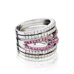 18kt White Gold Pink Tourmaline and Diamond Wide Band.