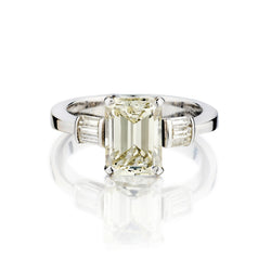 18kt White Gold Diamond Emerald - Cut Ring