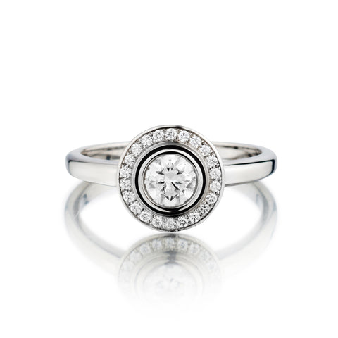 Cartier Platinum Diamond Halo Ring. GIA