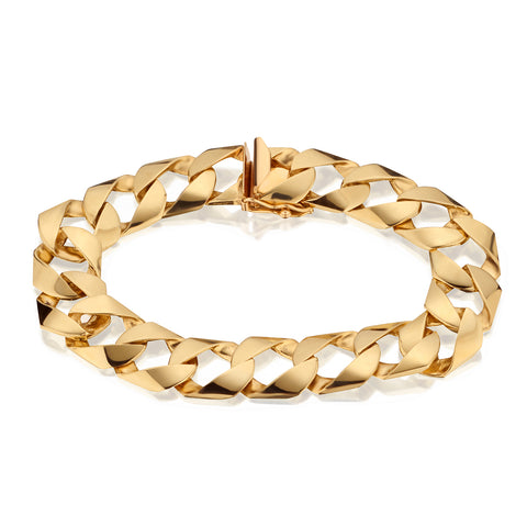 Mens 14kt Yellow Gold Link Bracelet. Weight: 36.7 Grams