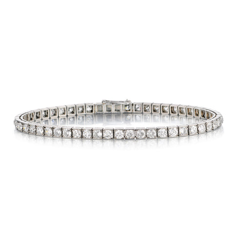 Platinum Vintage Art Deco Diamond Line Bracelet. 5.20ct Tw