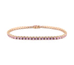 14kt Rose Gold Pink Sapphire Line Bracelet. 54 x 7.00ct Tw