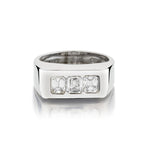 Unisex 14kt White Gold Diamond 3-Stone Ring Featuring 3 x 1.10 Total Carat  Weight.