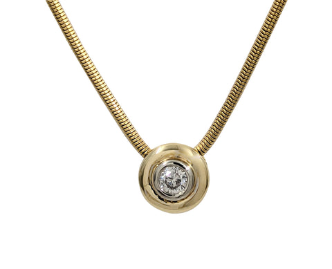 14kt Yellow Gold Diamond Solitaire Pendant. 0.27 Carat Weight